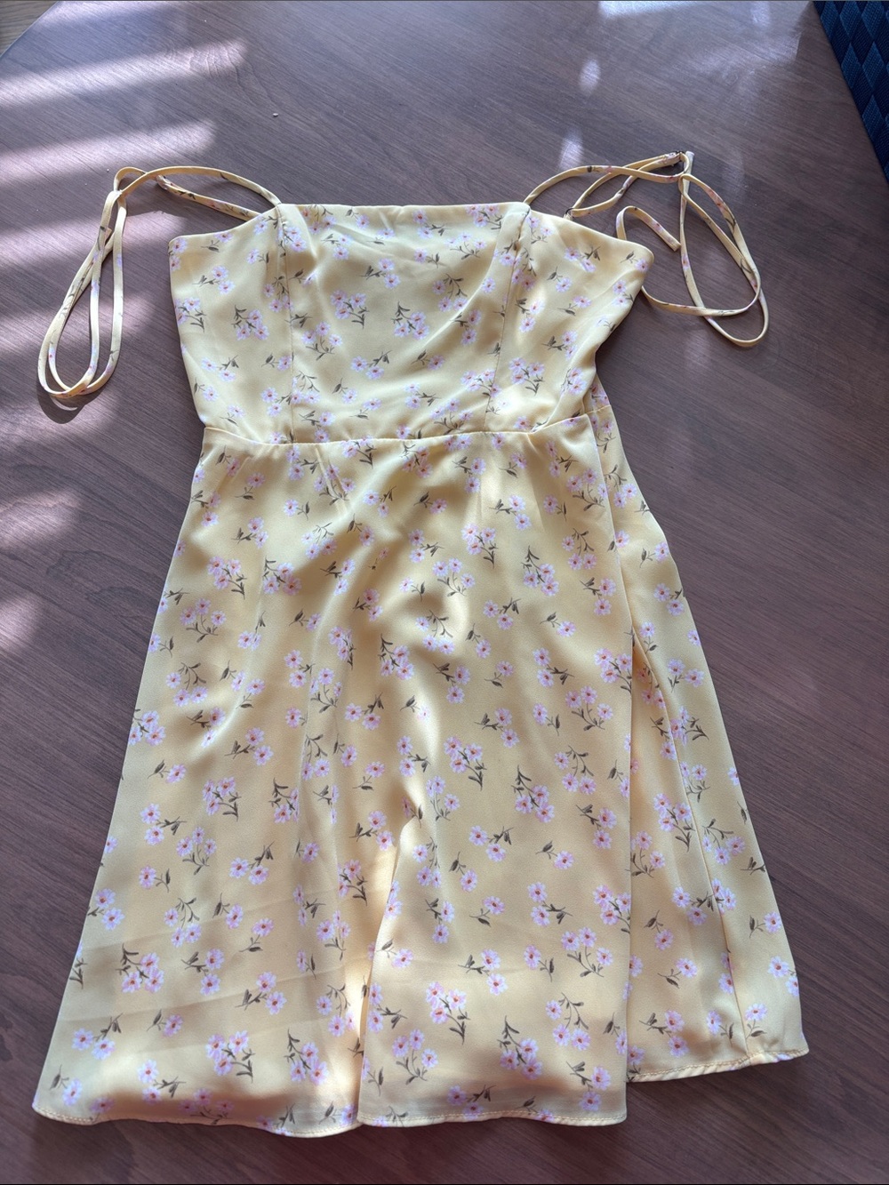 Yellow Floral Tie-Shoulder Sundress - Picture 1 of 3